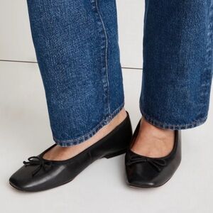 Madewell Black Ballet Flats with Bow Detail